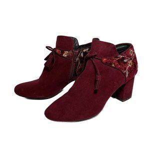 Chelsea Crew Black Label Embroidered Burgundy Boots Size 9.5 (40)